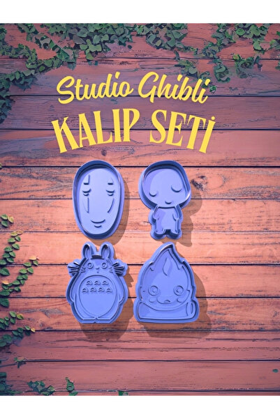 TRENDİN YOLU سحر غيبلي في مطبخك! - مجموعة قوالب الكوكيز المكونة من 4 قطع باللون الرمادي (توتورو، كالسيفر، كوداما، وبدون أوجه)