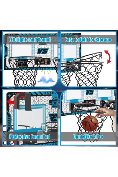 Flippy Set of 2 Kids Basketball Hoops with Electronic Scoreboard, Ball & Pump, Indoor/Outdoor