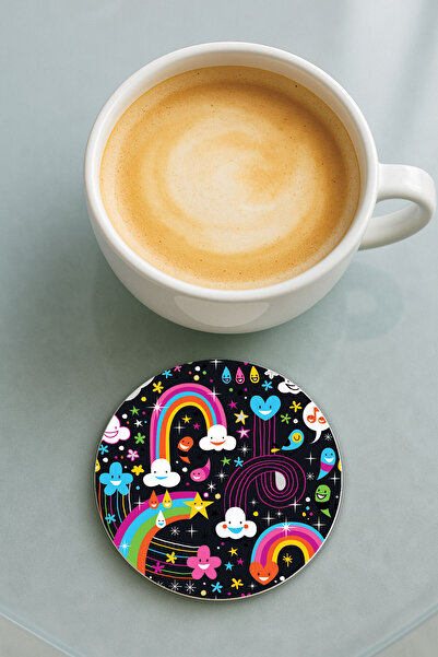 Cekuonline قاعدة أكواب دائرية من البليكسي جلاس مع نقش مطبوع على شكل قطرات مطر