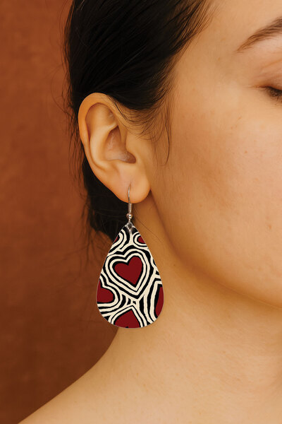Cekuonline Women's Earrings Patterned Stylist Hook Printed Earrings Drop Transparent Felicity Heart