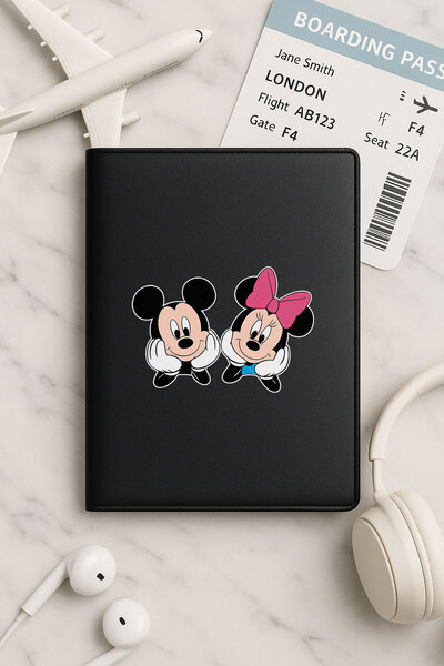 Cekuonline حافظة جواز سفر من جلد فينليكس باللون الأسود لجميع جوازات السفر الو...