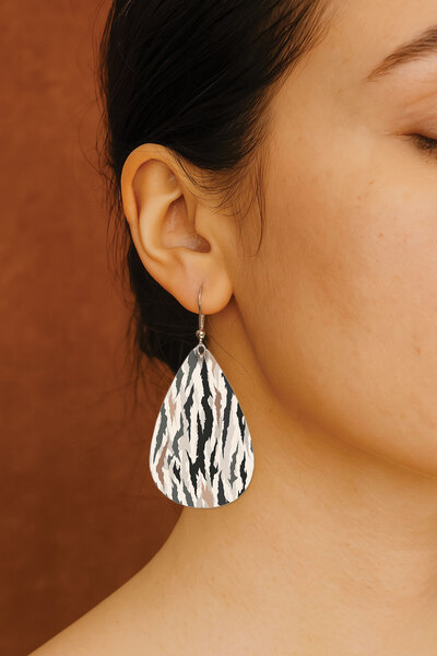 Cekuonline Women's Earrings Patterned Stylist Hook Printed Earrings Drop Transparent Allover