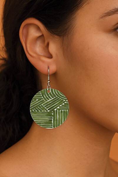 Cekuonline أقراط نسائية منقوشة على شكل خطاف مقاس 3.5 × 5 سم أقراط مستديرة شفا...