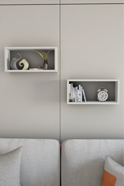 ODESSIA Duvara Monte Kitaplık Beyaz 2 Li Raf Duvar Rafı, Düzenleyici