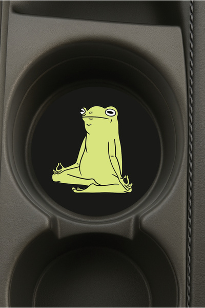 Cekuonline حامل أكواب دائري بيضاوي الشكل مطبوع للسيارة بتصميم يوجا