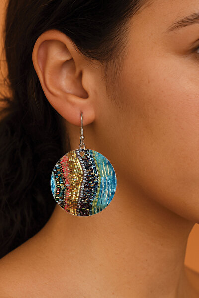 Cekuonline Women's Earrings Patterned Stylist Hooked 3.5X5Cm Round Transparent Earrings Camille