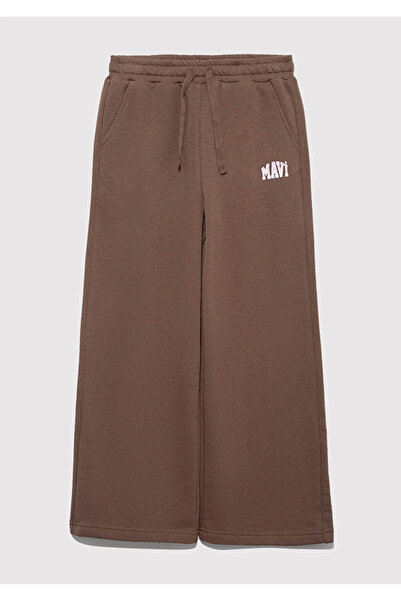 Mavi Logo Baskılı Kahverengi Kız Çocuk Eşofman Altı M7010038-87181