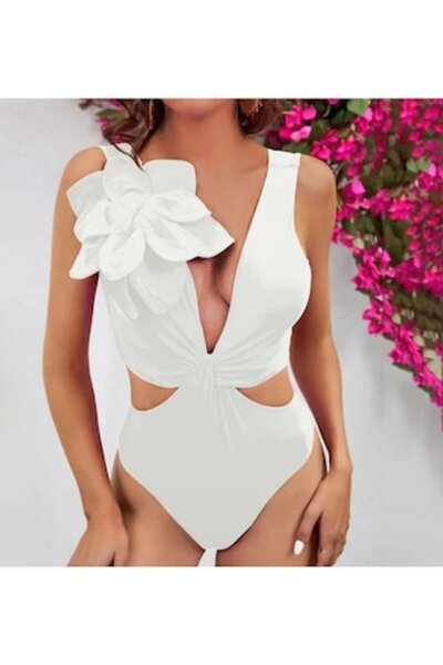 Mixbo One-Piece Swimsuit, Elegant Flower, Size L
