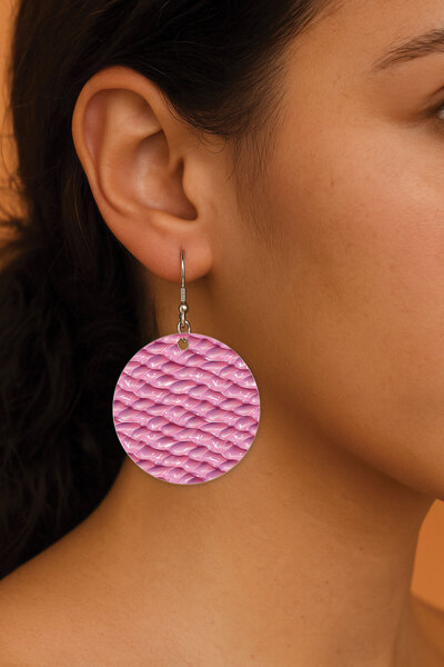 Cekuonline Women's Earrings Patterned Stylist Hooked 3.5X5Cm Round Transparen...