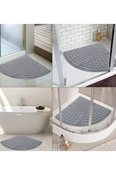 UFİX Килимок для ванної кімнати Кутовий душ Присоска З отвором для зливу Вакуумна душова кабіна Нековзний для душу та ванни 54x54 см