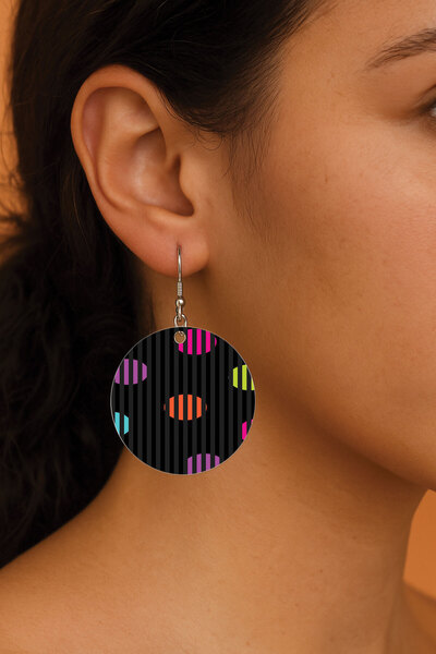 Cekuonline Women's Earrings Patterned Stylist Hooked 3.5X5Cm Round Transparent Earrings Geraldine