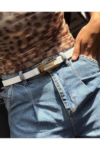 LİA KEMER Classic Plain Gold Buckle Belt