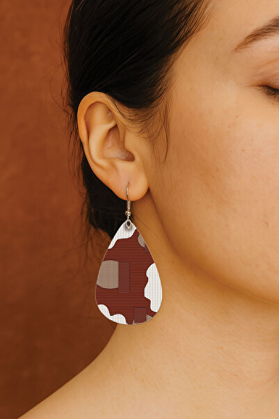 Cekuonline Women's Earrings Patterned Stylist Hook Printed Earrings Drop Tran...