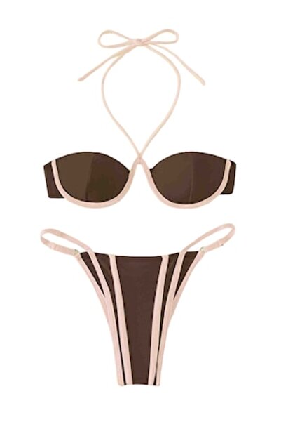 Mixbo Two-Piece Swimsuit, Brown Rose, Size S