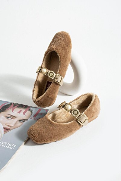 SWORD Winter Woolen Casual Ballerinas |   Shoes with Pearl and Seal Accessories |   Home Office Outdoor Women's Ballet Flats