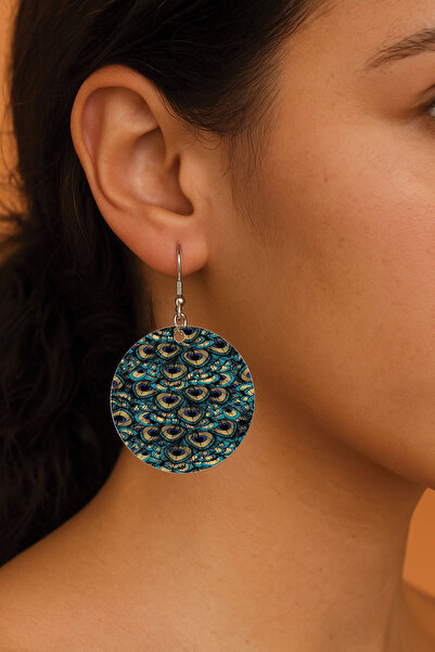 Cekuonline أقراط نسائية منقوشة على شكل خطاف مقاس 3.5 × 5 سم أقراط دائرية شفافة من الكاميليا