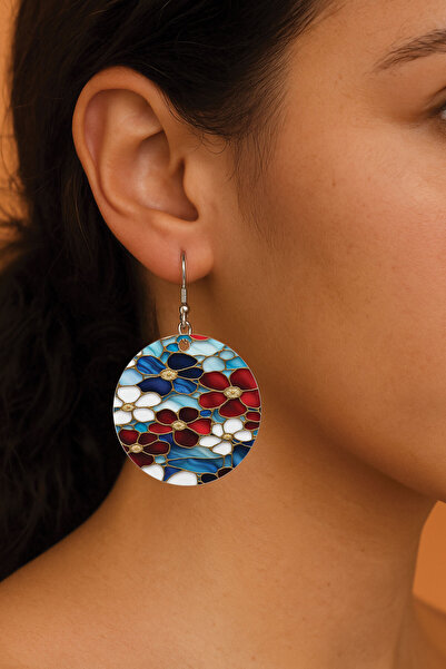 Cekuonline أقراط نسائية منقوشة بتصميم أنيق مقاس 3.5×5 سم أقراط دائرية شفافة من بيست نوتا