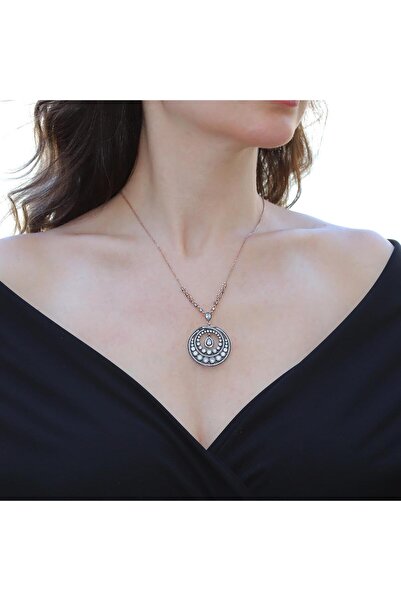 Necati Gün Elmas Montür Rose Gold Gümüş Kolye