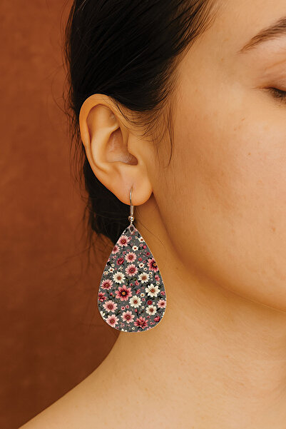 Cekuonline Women's Earrings Patterned Stylist Hook Printed Earrings Drop Transparent Alda