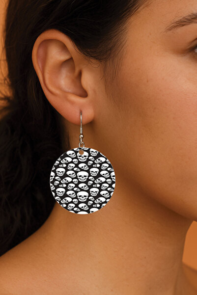 Cekuonline Women's Earrings Patterned Stylist Hooked 3.5X5Cm Round Transparent Earrings Cod316