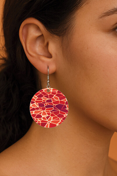 Cekuonline Women's Earrings Patterned Stylist Hooked 3.5X5Cm Round Transparent Earrings Felicita