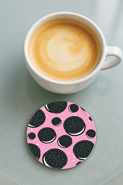 Cekuonline قاعدة كوب دائرية من البليكسي مع نقش مطبوع لبسكويت أوريو الفردي