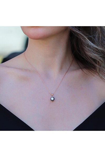 Necati Gün Elmas Montür Modeli Gül Rose Gold Gümüş Kolye
