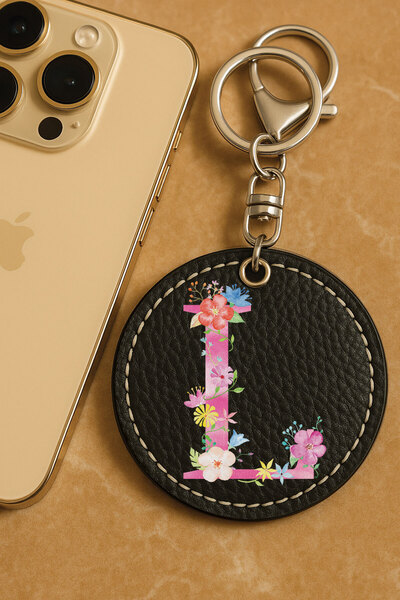 Cekuonline 1St Grade Faux Leather Patterned Printed Metal Hook Keychain 6X6Cm...