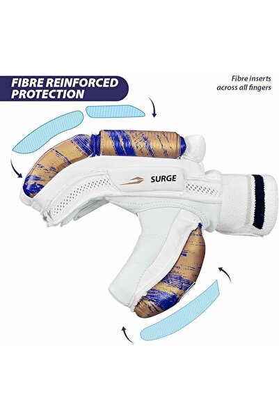 DSC Condor Surge 2.0 Batting Gloves for Boys, Right Hand, Size-Boys (White)