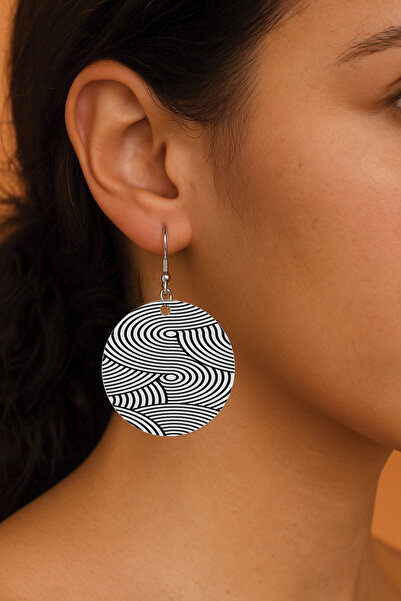 Cekuonline أقراط نسائية منقوشة بتصميم أنيق مقاس 3.5 × 5 سم أقراط دائرية شفافة من بيانا