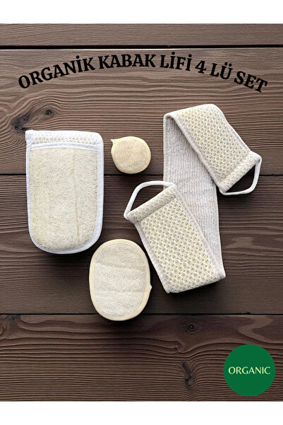 Malzek Doğal Kabak Lifi 4 Lü Set Sırt Vücut Yüz Oval Organic Kese