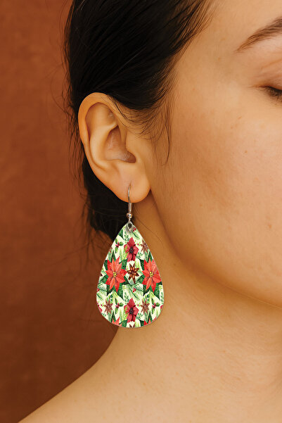 Cekuonline Women's Earrings Patterned Stylist Hook Printed Earrings Drop Tran...