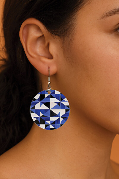 Cekuonline Women's Earrings Patterned Stylist Hooked 3.5X5Cm Round Transparent Earrings Grace