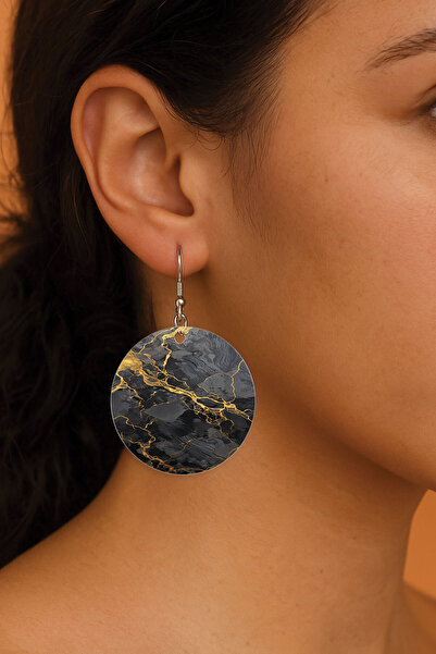 Cekuonline Women's Earrings Patterned Stylist Hooked 3.5X5Cm Round Transparent Earrings Alessandra