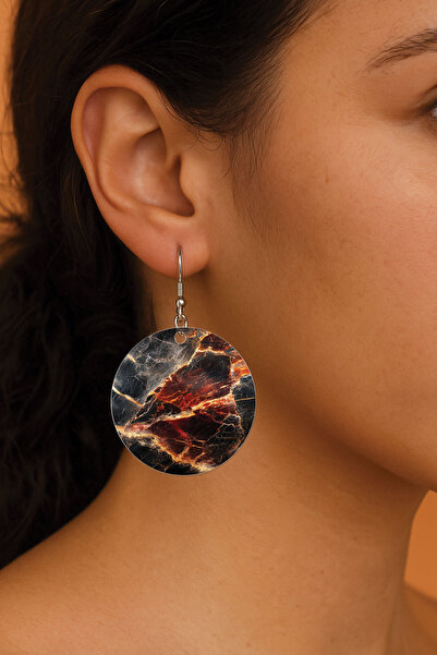 Cekuonline أقراط نسائية منقوشة على شكل خطاف مقاس 3.5 × 5 سم أقراط دائرية شفافة كايلاني