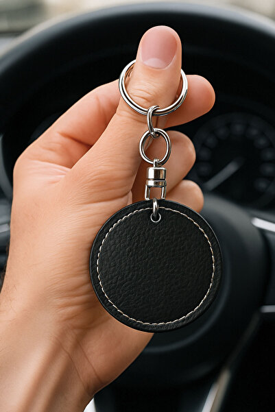 Cekuonline 1St Grade Faux Leather Patterned Printed Metal Hook Keychain 6X6Cm Black - Kai R