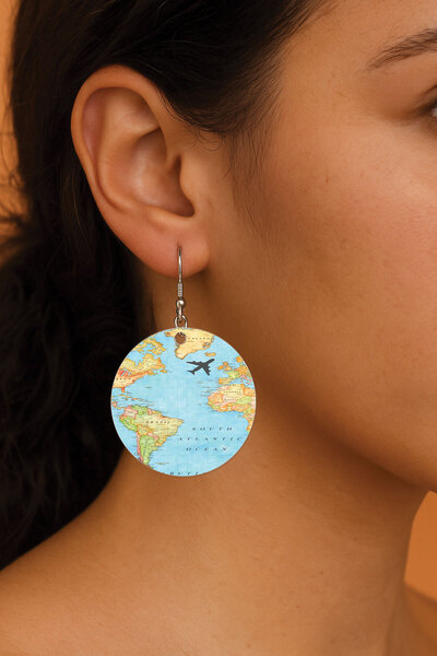 Cekuonline Women's Earrings Patterned Stylist Hooked 3.5X5Cm Round Transparen...