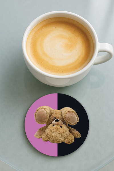 Cekuonline قاعدة كوب دائرية من البليكسي مع نمط مطبوع ودب قطيفة منفرد