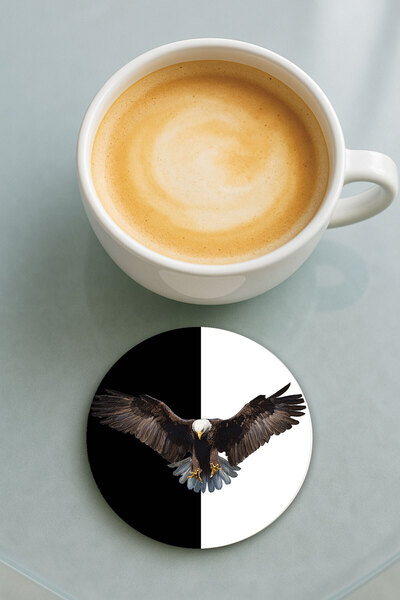 Cekuonline قاعدة كوب دائرية من البليكسي بتصميم مطبوع فردي باللونين الأسود والأبيض