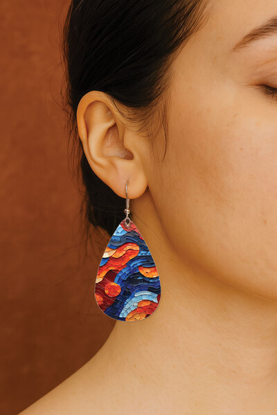 Cekuonline Women's Earrings Patterned Stylist Hook Printed Earrings Drop Tran...