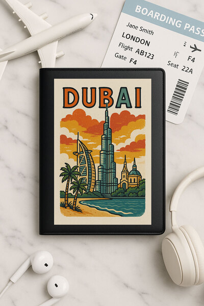 Cekuonline Black Vinlex Leather Passport Cover Case for All Countries' Passports Dubai