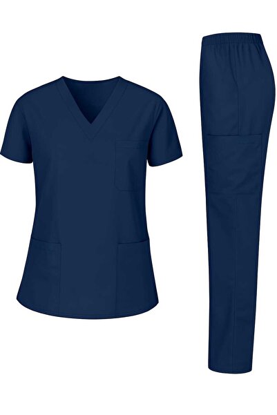 puffy rabbits LACİVERT KADIN LİKRALI HEMŞİRE VE DOKTOR FORMASI TAKIMI SCRUBS ...