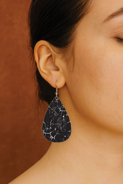 Cekuonline Women's Earrings Patterned Stylist Hook Printed Earrings Drop Tran...