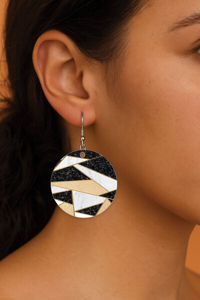 Cekuonline Women's Earrings Patterned Stylist Hooked 3.5X5Cm Round Transparen...