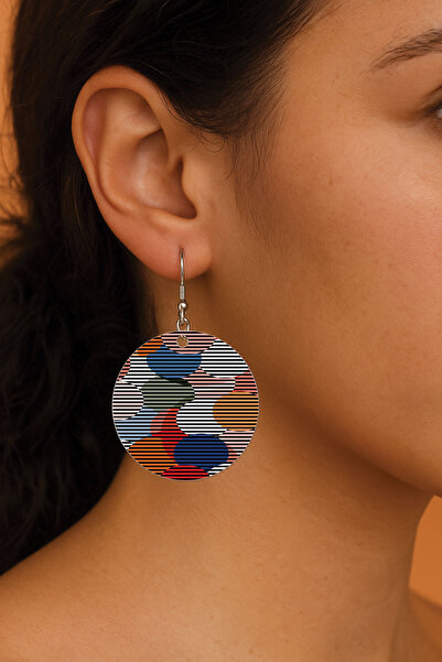 Cekuonline Women's Earrings Patterned Stylist Hooked 3.5X5Cm Round Transparent Earrings Josephine