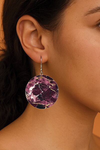 Cekuonline Women's Earrings Patterned Stylist Hooked 3.5X5Cm Round Transparent Earrings Clementine