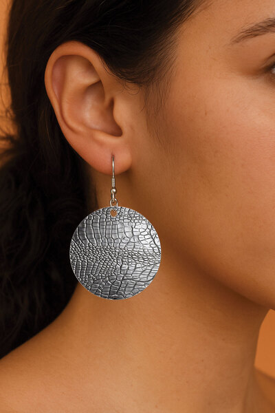 Cekuonline Women's Earrings Patterned Stylist Hooked 3.5X5Cm Round Transparent Earrings Emory Snake