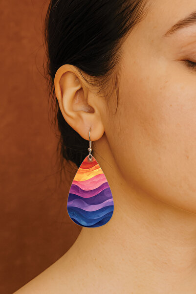 Cekuonline Women's Earrings Patterned Stylist Hook Printed Earrings Drop Transparent Amber
