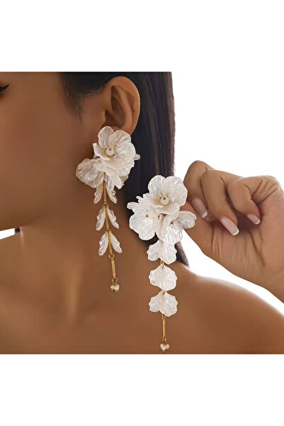 HOSBUTIK Big Size White Za Earrings