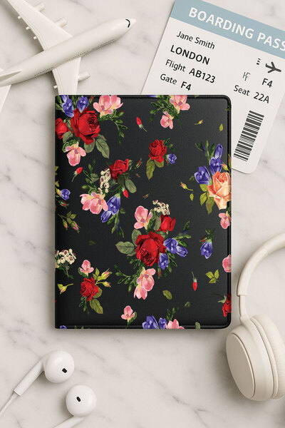 Cekuonline حافظة جواز سفر من جلد فينليكس باللون الأسود لجميع جوازات السفر، حا...